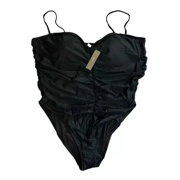 J. Crew Ruched Sweetheart One Piece Swimsuit Bathing Suit Black NWT Plus Size 22 - Picture 2 of 4